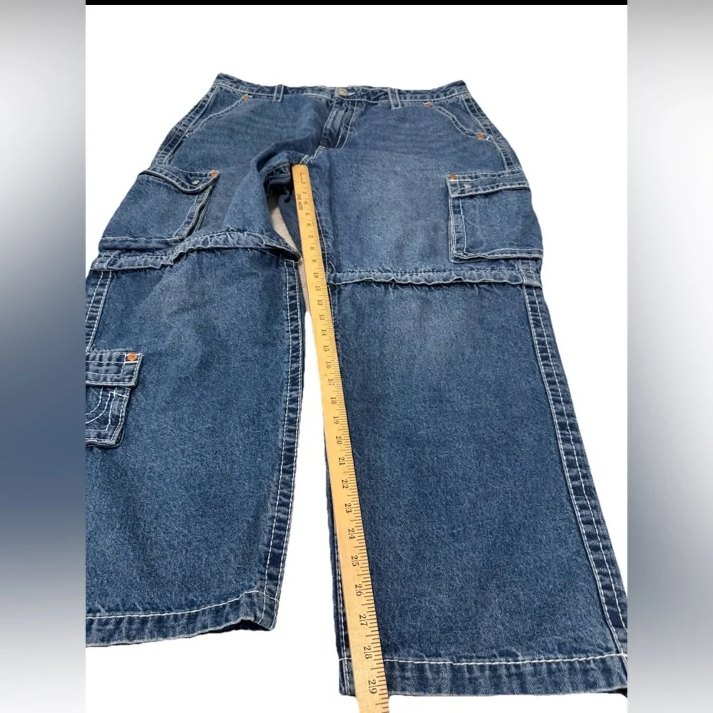 True Religion Baggy Big T Cargo Jeans Zip Knees 38  Pockets‎